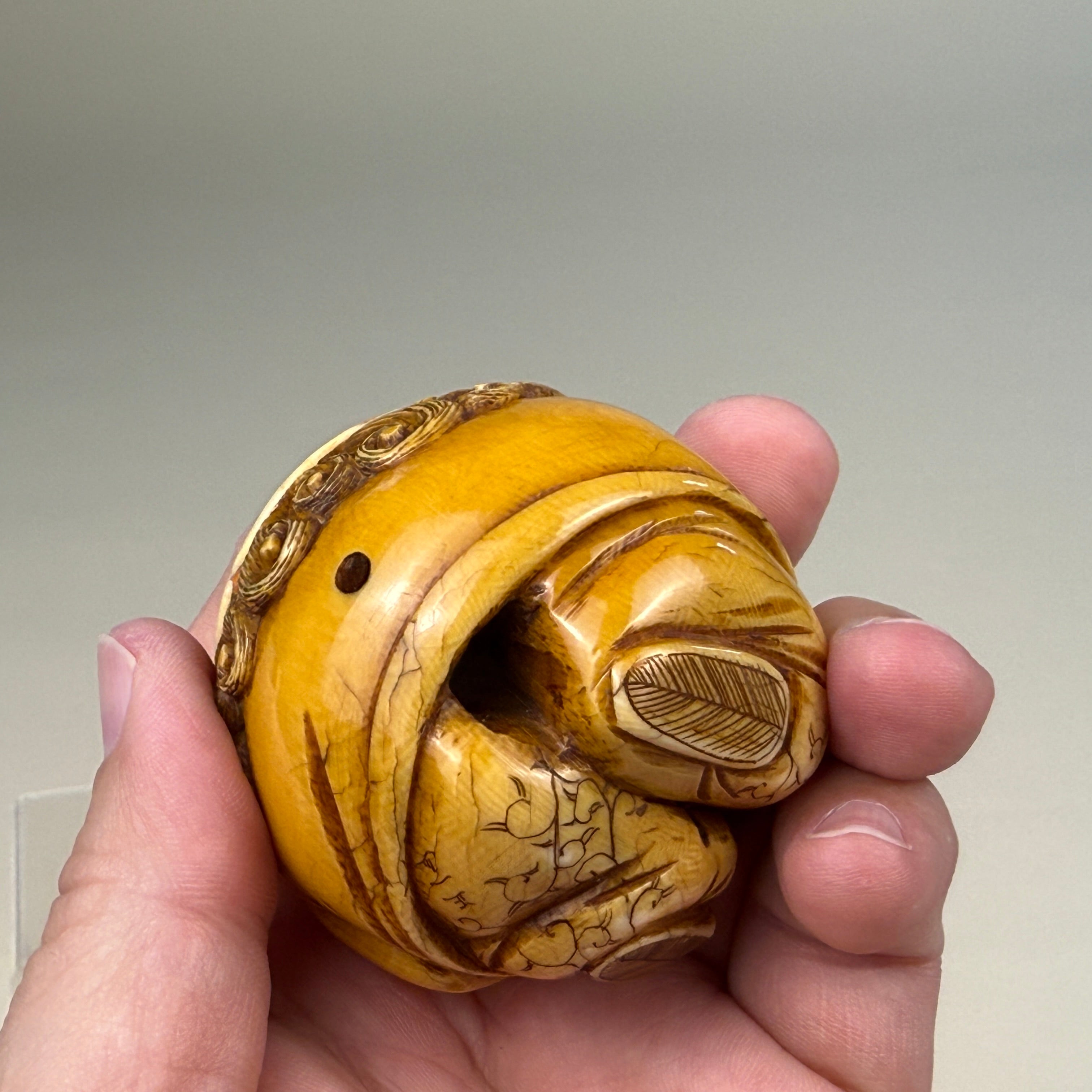 《胡人吹号》象牙雕·江户至明治 · 可佩可置两用 / "Hu Ren Playing Horn" Ivory Carving · Edo to Meiji Period · Wearable or Display Piece