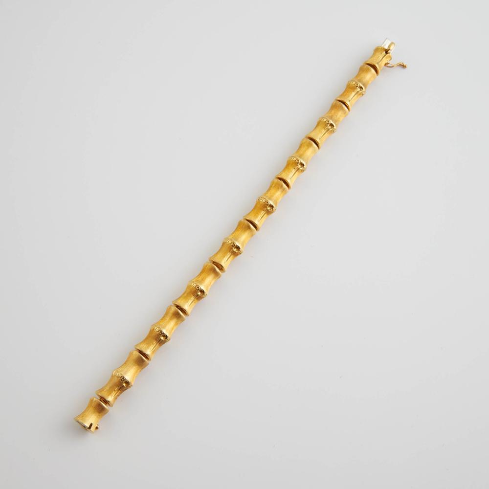 Italian 18k 黄金竹节纹手链|意大利工艺