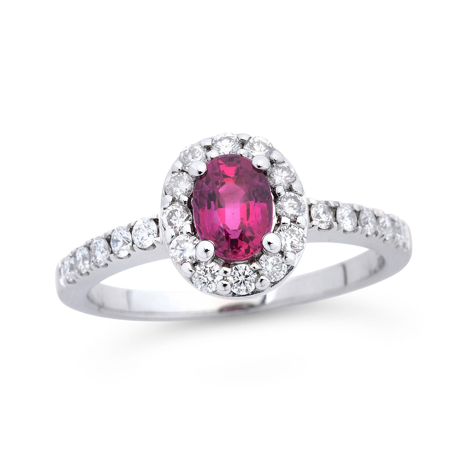 红宝石 · 钻石 · 14K白金戒指 / Ruby, Diamond and 14K White Gold Ring