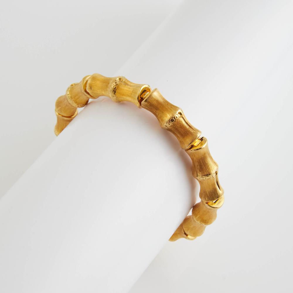 Italian 18k 黄金竹节纹手链｜意大利工艺