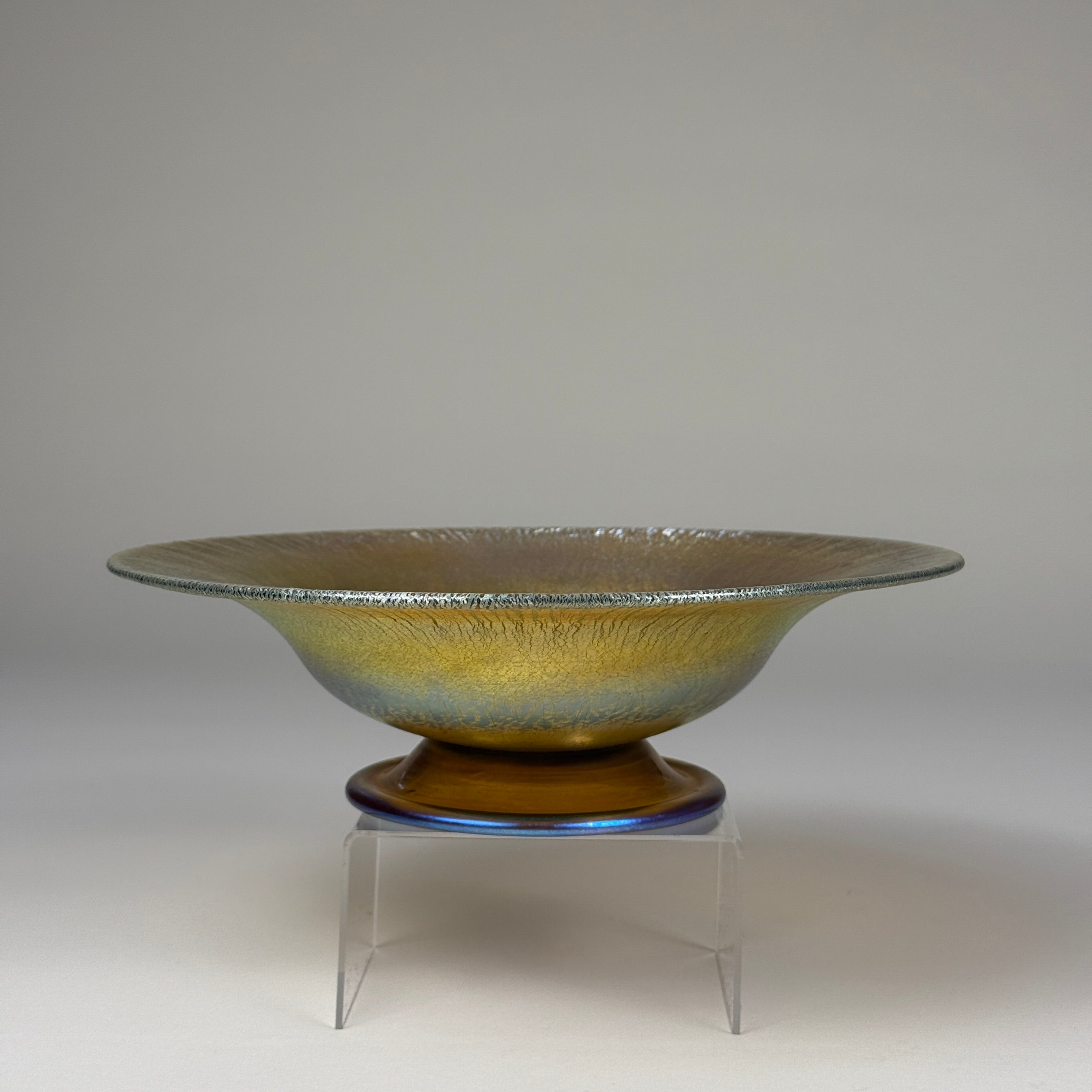 蒂凡尼 Favrile 虹彩艺术盘｜Tiffany Studios，新艺术风格玻璃器，签名款，约1900年