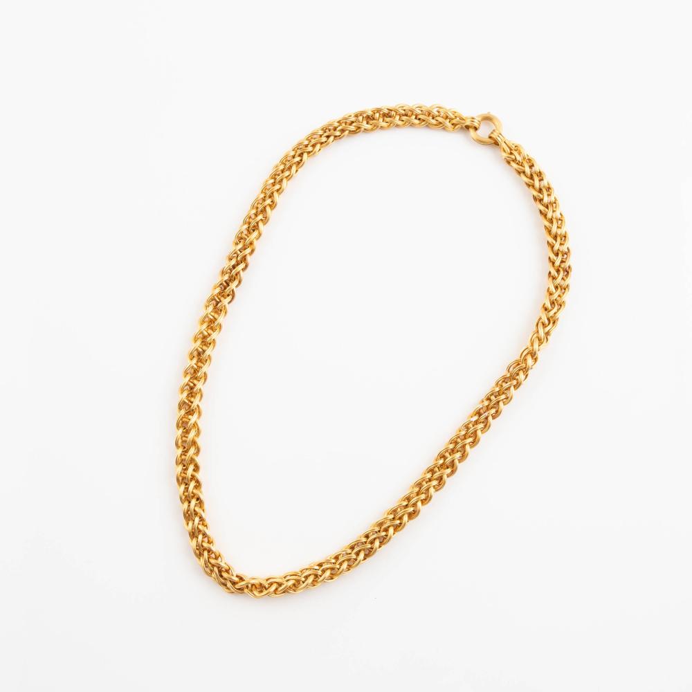 14k 黄金编织椭圆链条项链｜厚重大气