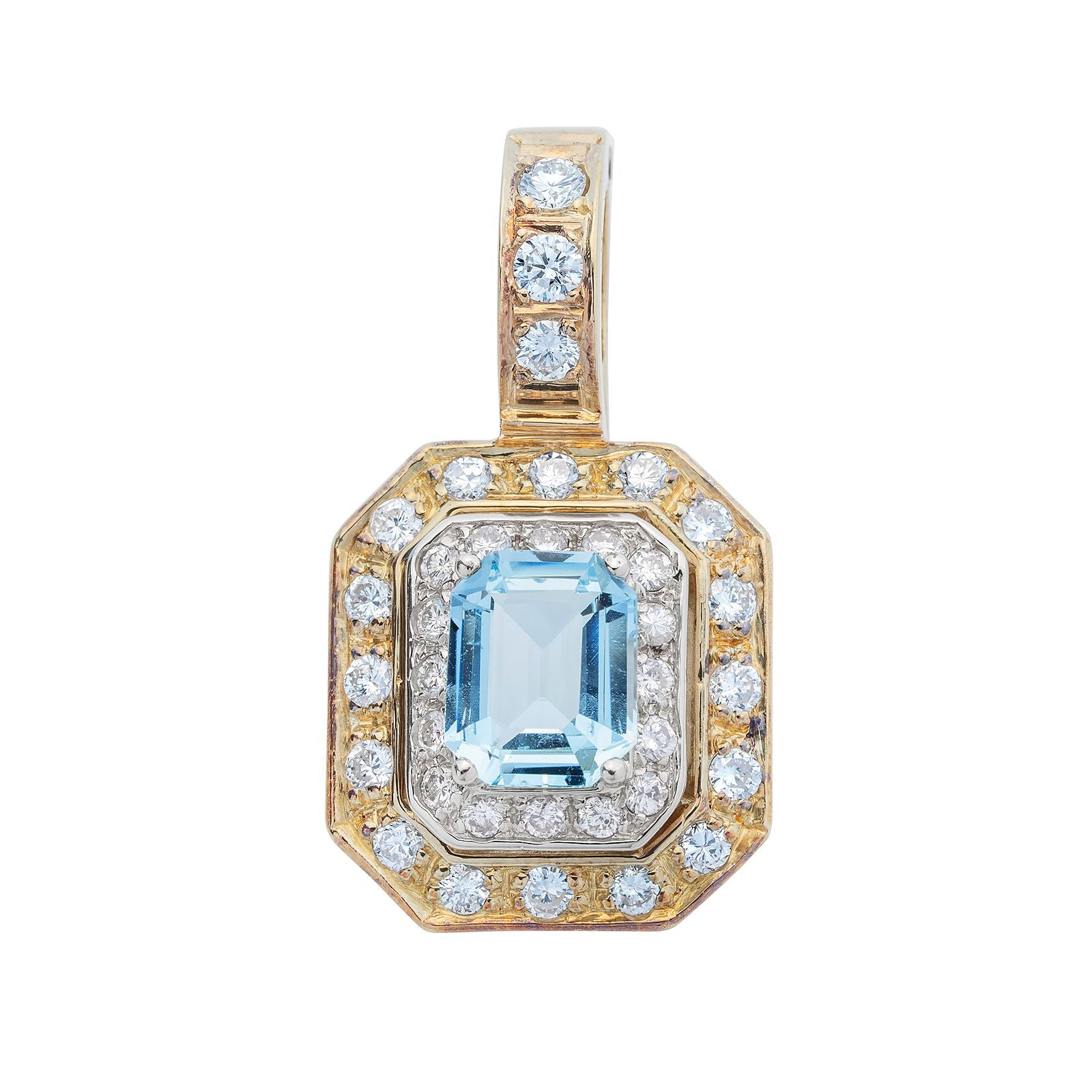 海蓝宝石 · 钻石 · 18K金吊坠 / Aquamarine, Diamond and 18K Gold Pendant/Enhancer