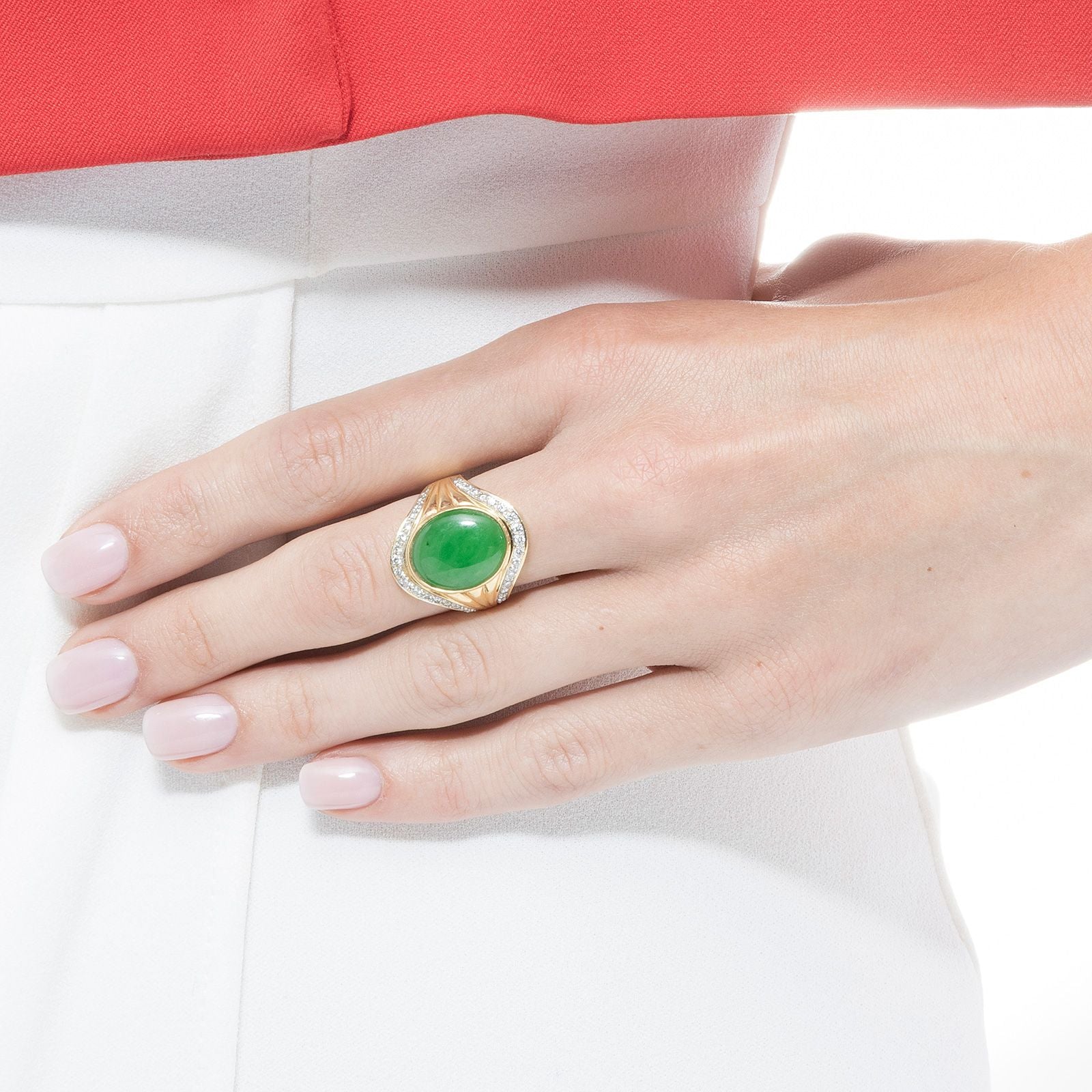 翡翠 · 钻石 · 18K金戒指 / Jadeite, Diamond and 18K Gold Ring