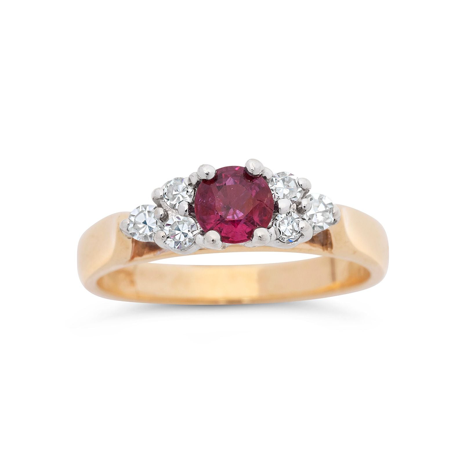 红宝石 · 钻石 · 14K金戒指 / Ruby, Diamond and 14K Gold Ring